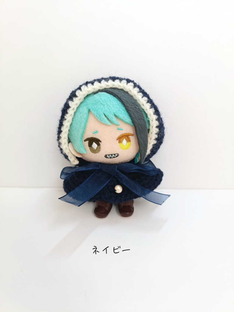 10cmぬい服 オーガンジーリボンフードケープ ネイビー&ホワイト