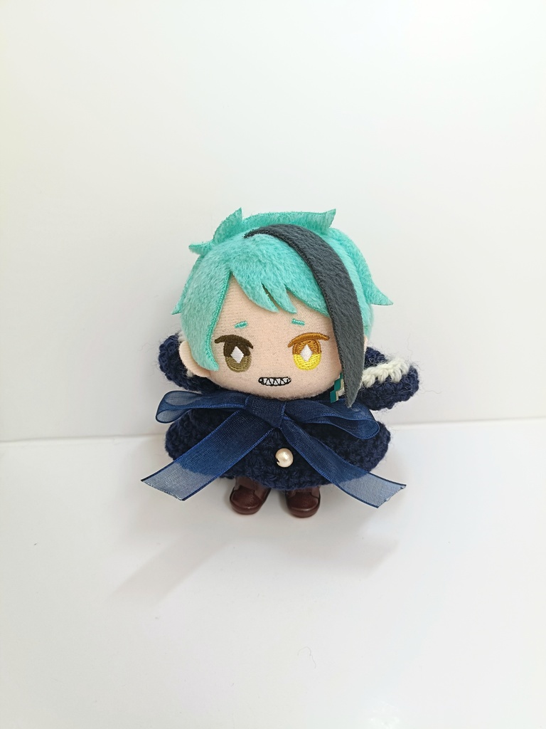 10cmぬい服 オーガンジーリボンフードケープ ネイビー&ホワイト