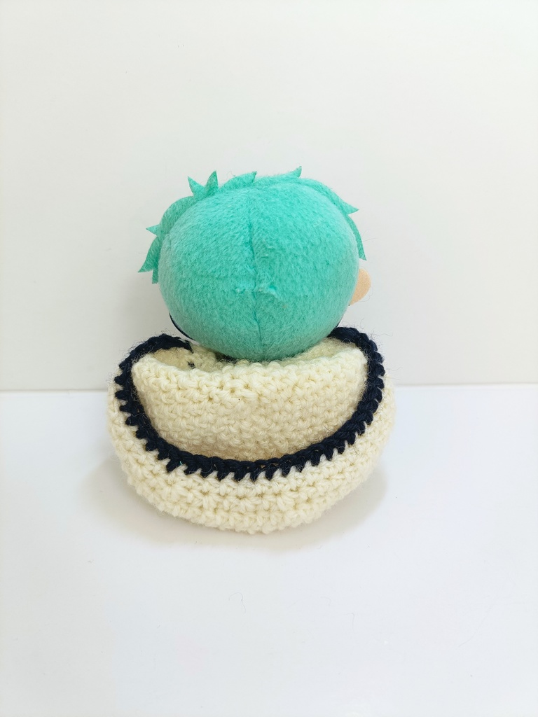 10cmぬい服 オーガンジーリボンフードケープ ネイビー&ホワイト