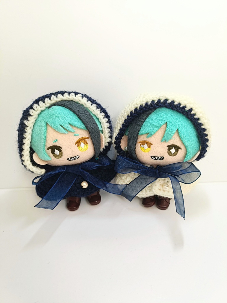 10cmぬい服 オーガンジーリボンフードケープ ネイビー&ホワイト