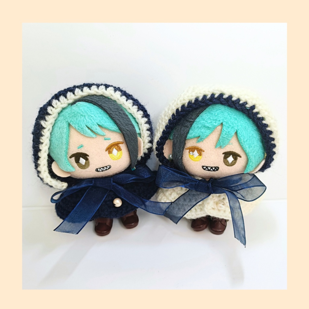 10cmぬい服 オーガンジーリボンフードケープ ネイビー＆ホワイト