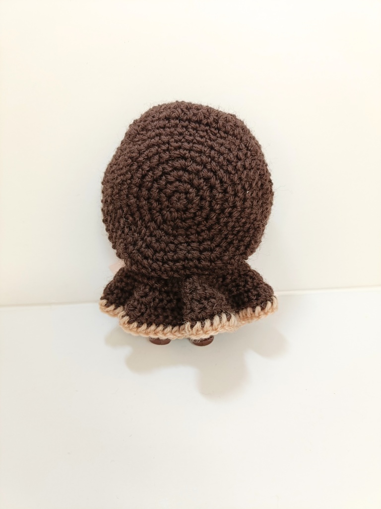 10cmぬい服 サテンリボンフードケープ ピンク&ブラウン