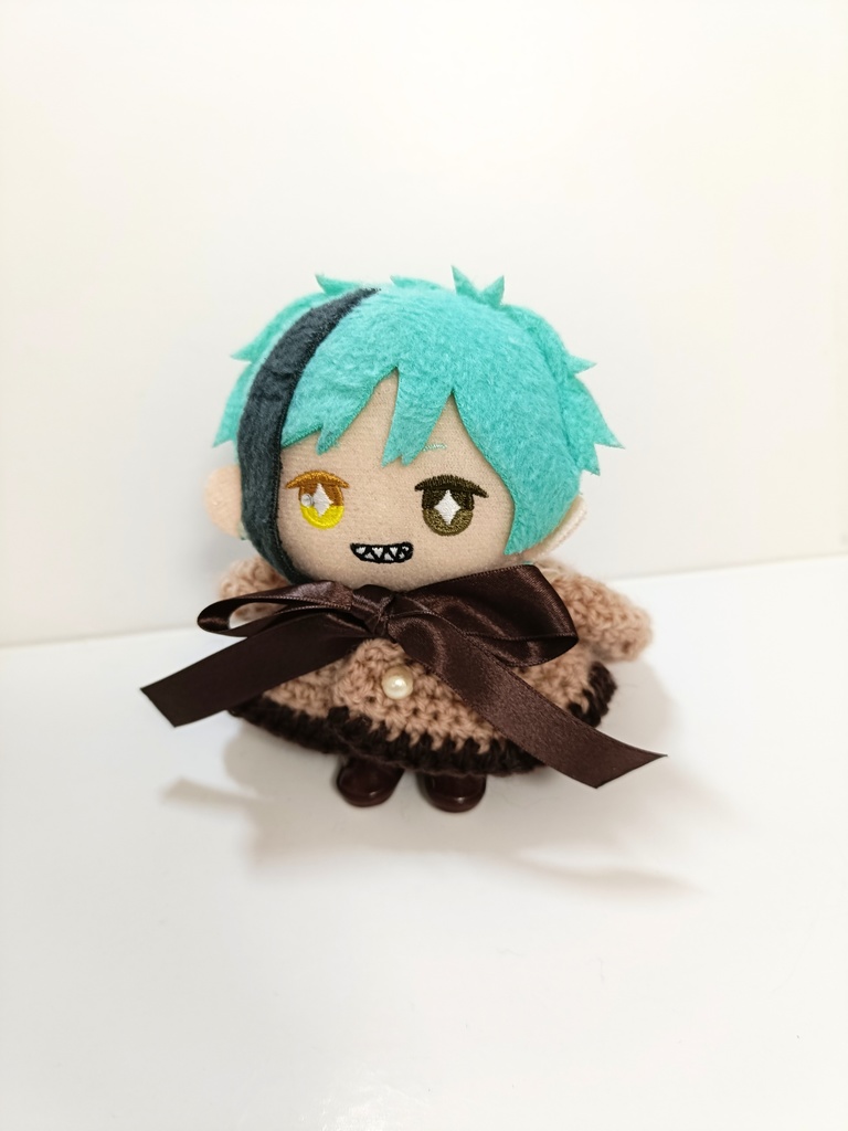 10cmぬい服 サテンリボンフードケープ ピンク&ブラウン