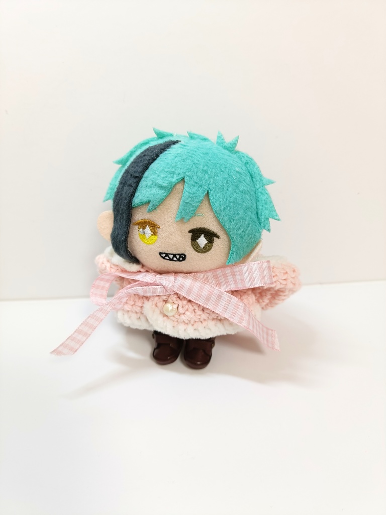 10cmぬい服 コットンフードケープ ピンク&みずいろ