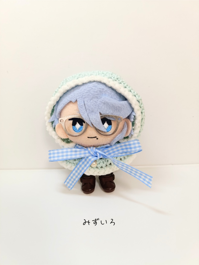 10cmぬい服 コットンフードケープ ピンク&みずいろ