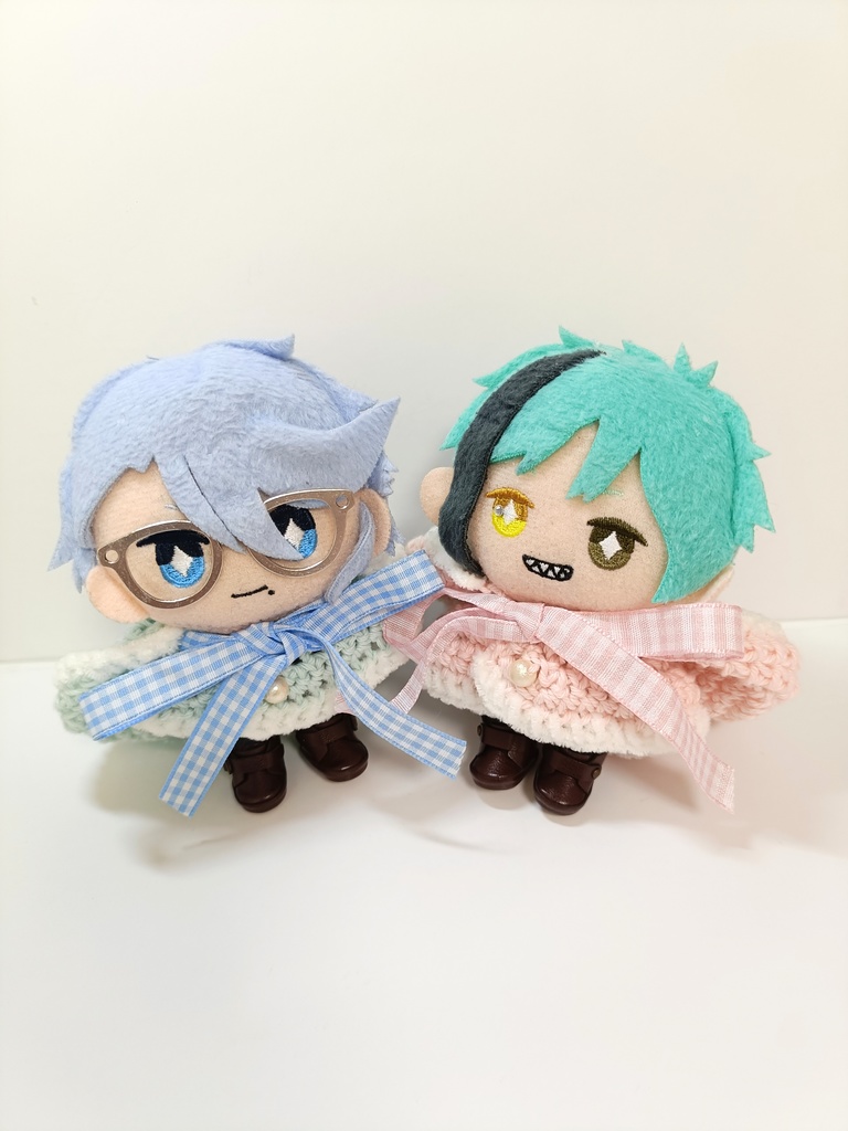 10cmぬい服 コットンフードケープ ピンク&みずいろ