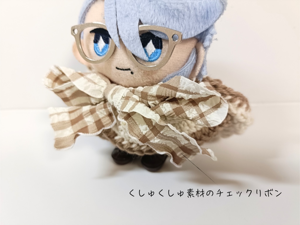 10cmぬい服 くしゅくしゅリボンフードケープ