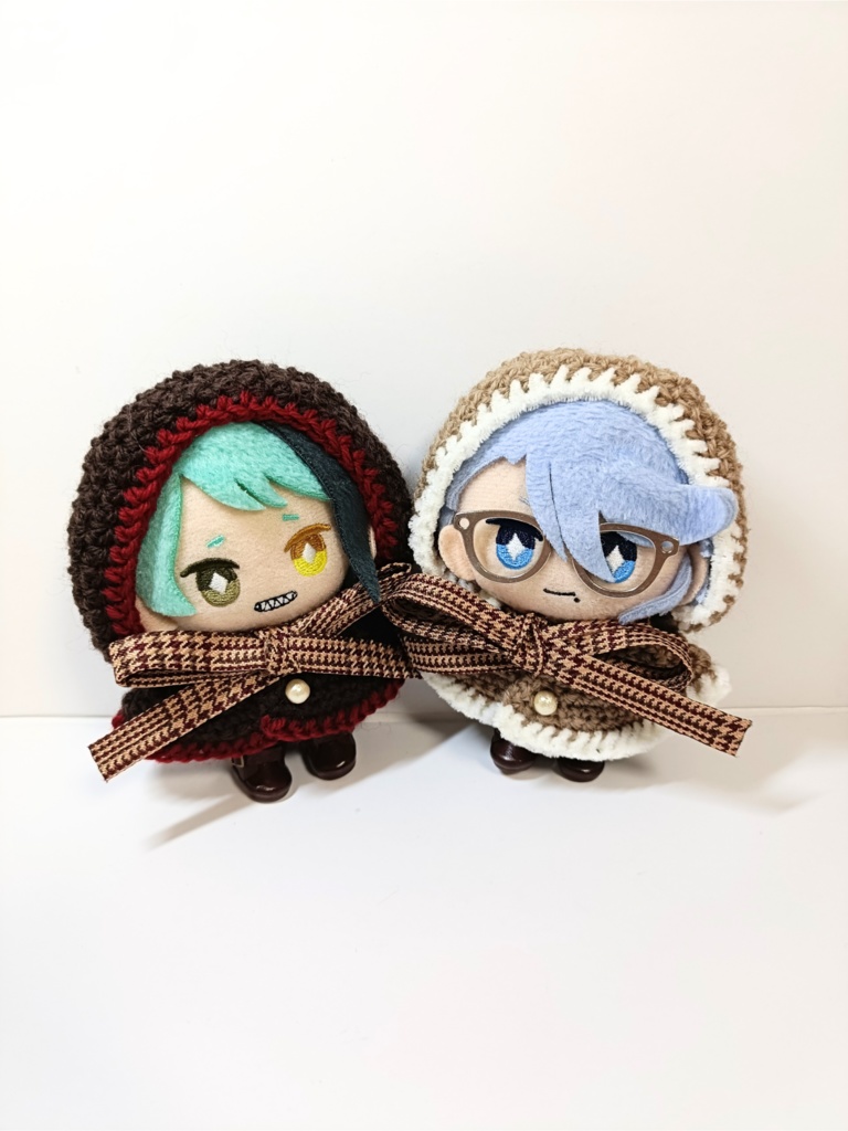 10cmぬい服 千鳥チェックリボンフードケープ