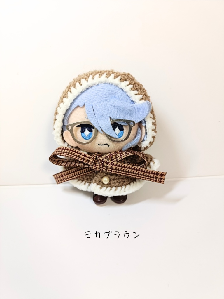 10cmぬい服 千鳥チェックリボンフードケープ