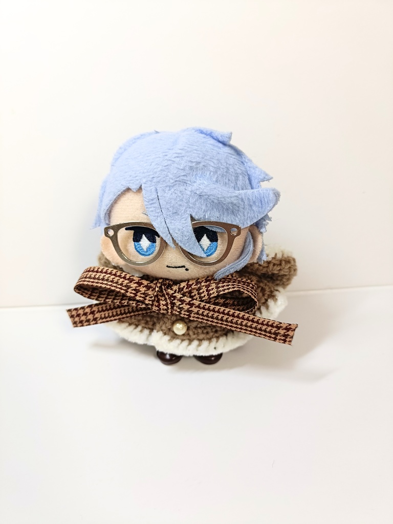 10cmぬい服 千鳥チェックリボンフードケープ