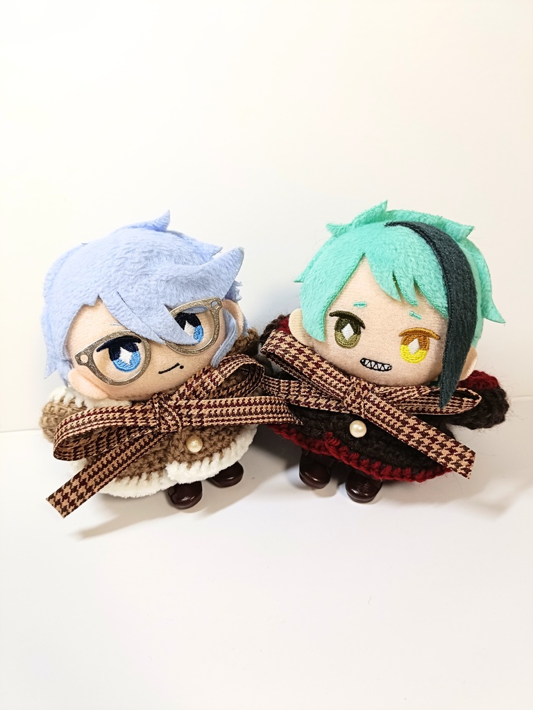 10cmぬい服 千鳥チェックリボンフードケープ