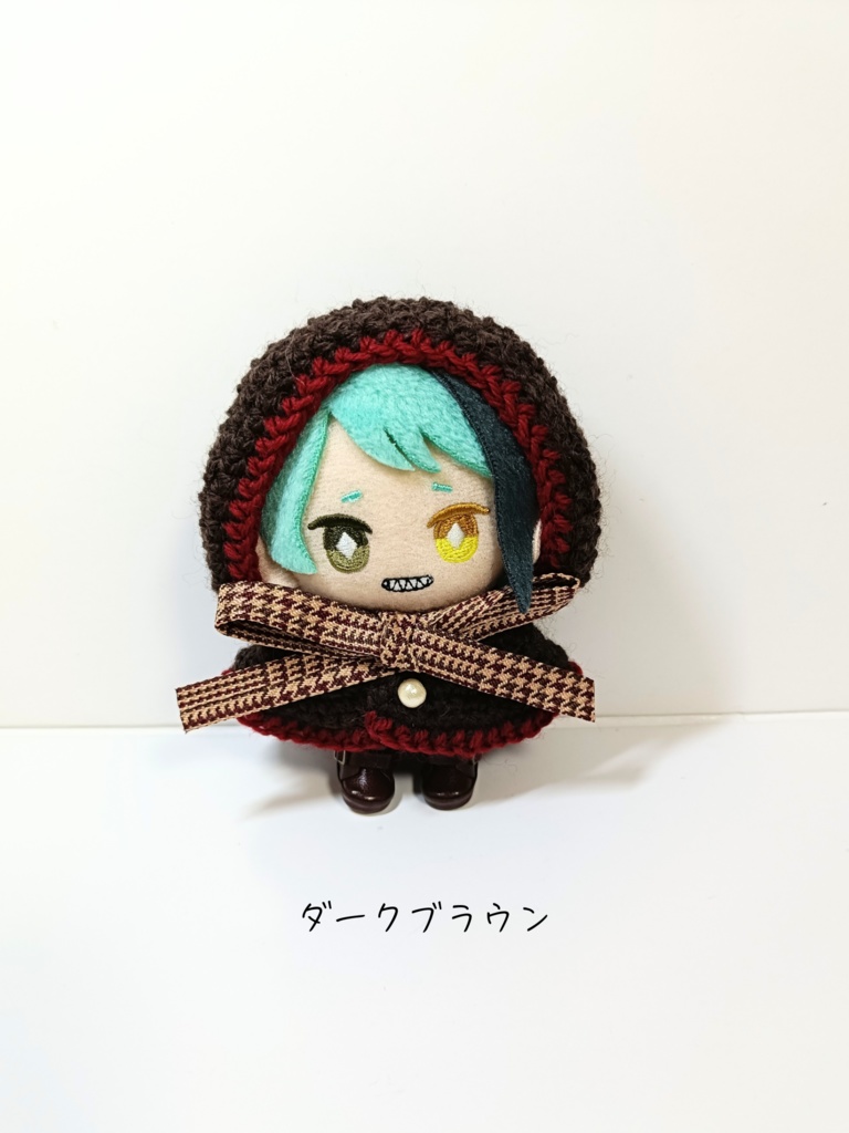 10cmぬい服 千鳥チェックリボンフードケープ