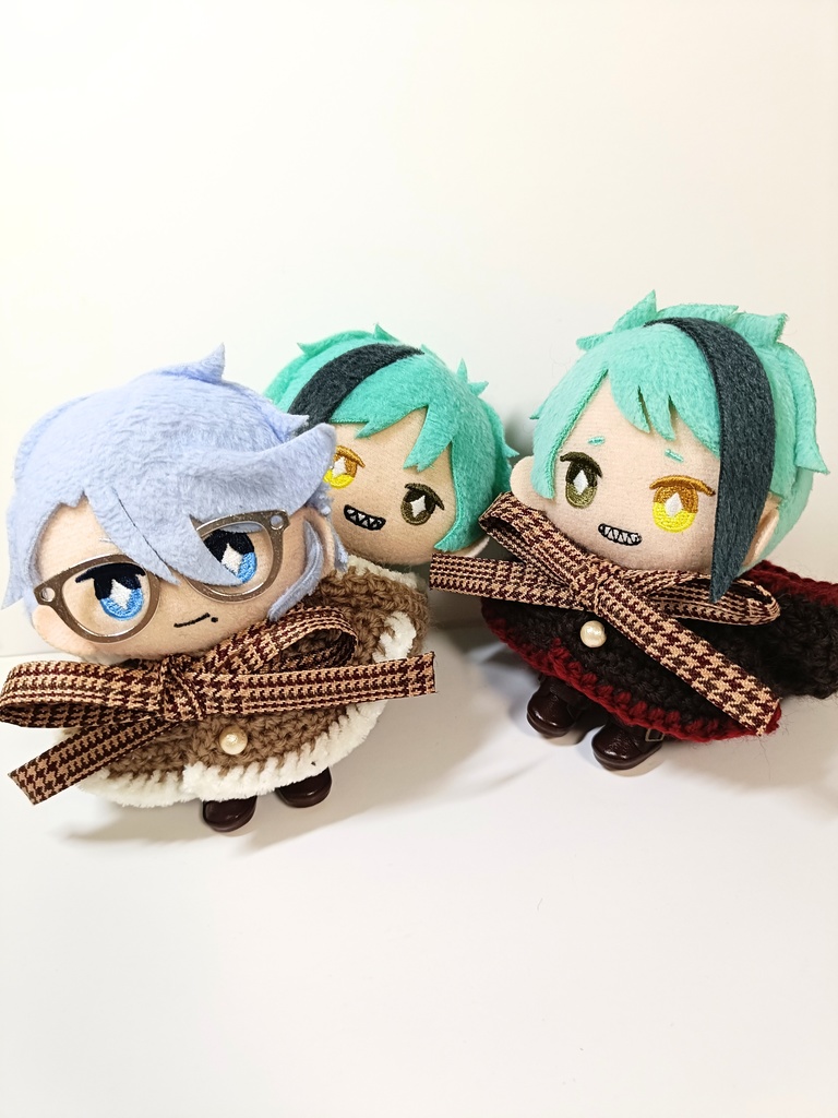 10cmぬい服 千鳥チェックリボンフードケープ