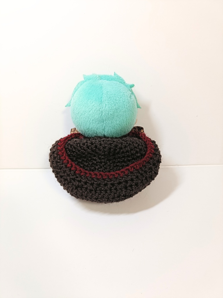 10cmぬい服 千鳥チェックリボンフードケープ