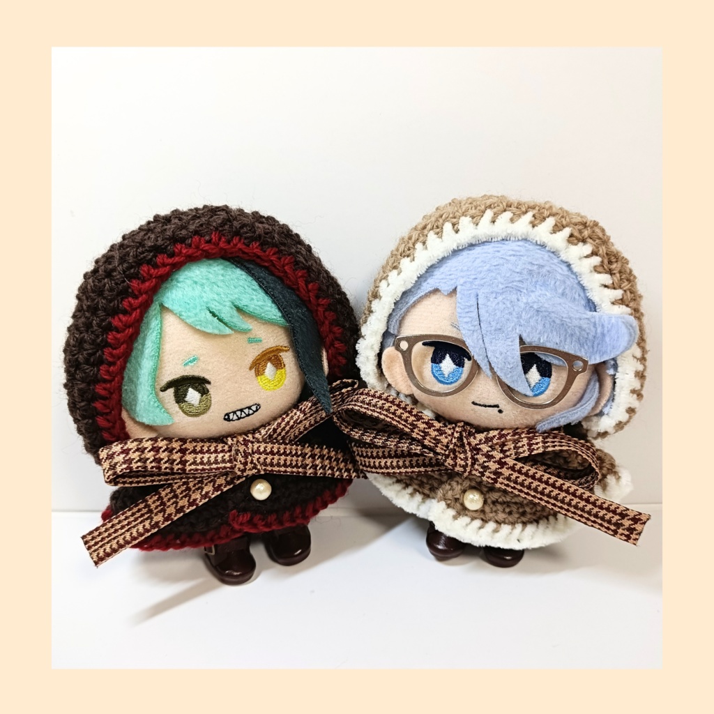 10cmぬい服 千鳥チェックリボンフードケープ