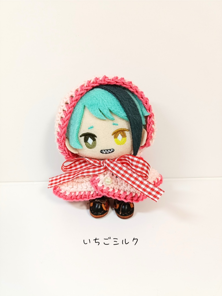 10cmぬい服 いちごミルクフードケープ コットンver.