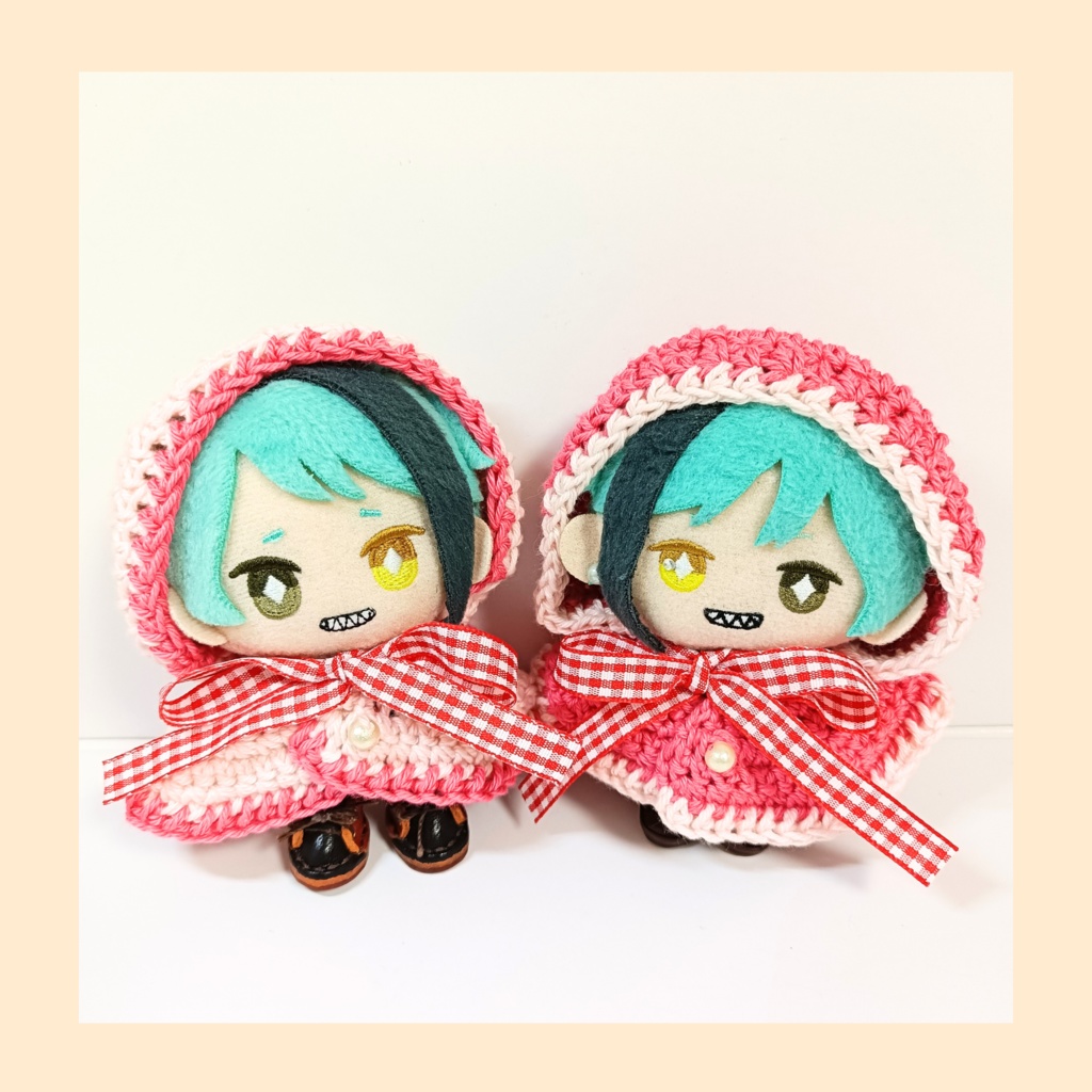 10cmぬい服 いちごミルクフードケープ コットンver.