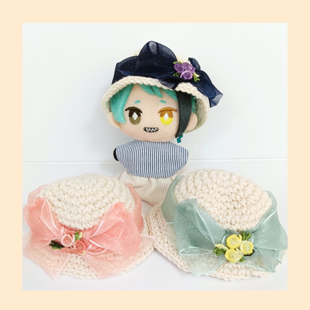 ぬい服10cm オーガンジーフラワーハット