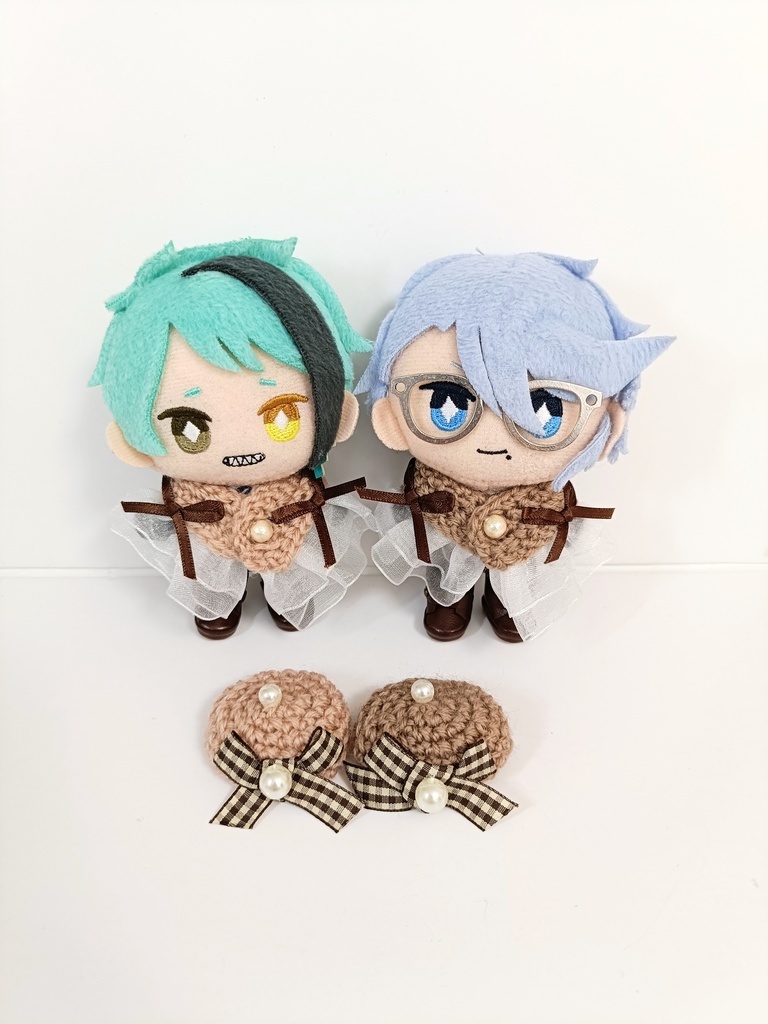 10cmぬい服 チェックリボンケープ&チビベレーセット