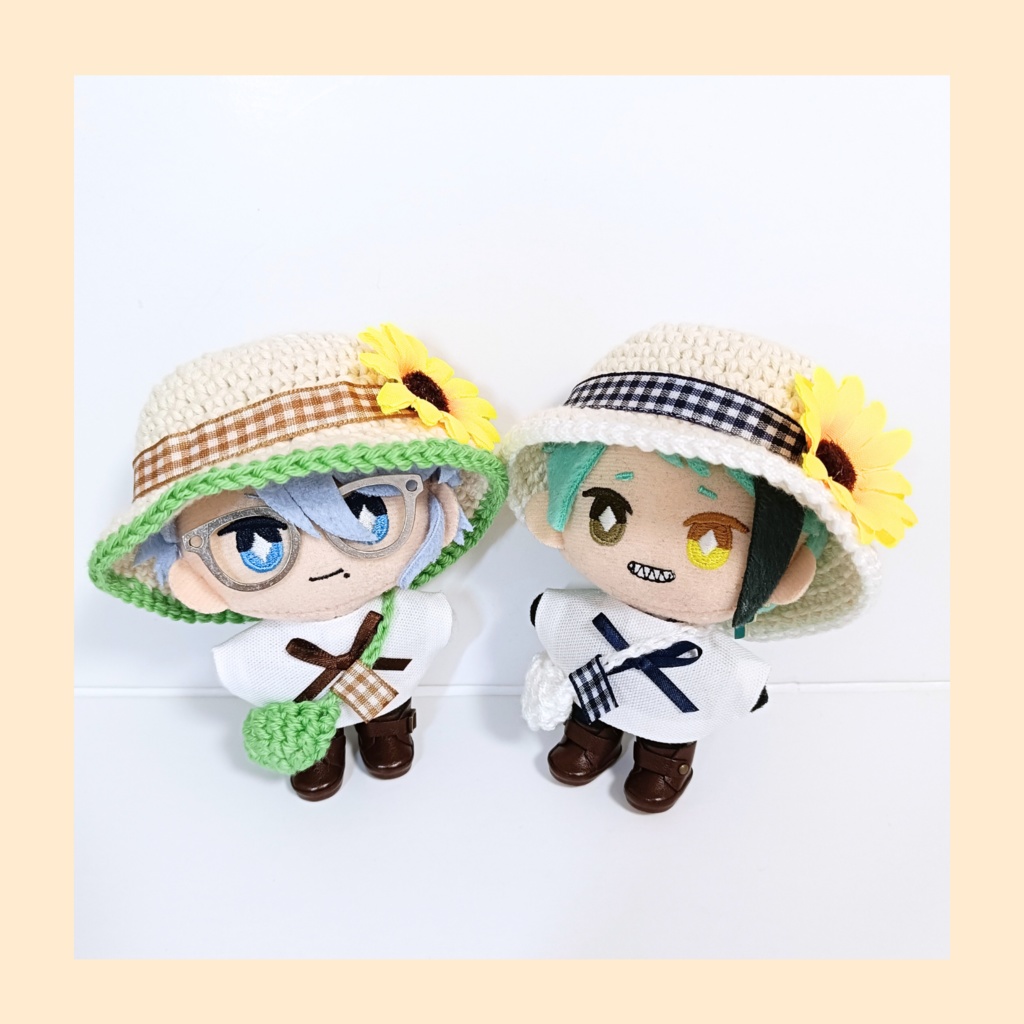 ぬい服10cm コットンひまわりセット~casual~(ハット&トップス&バッグ)