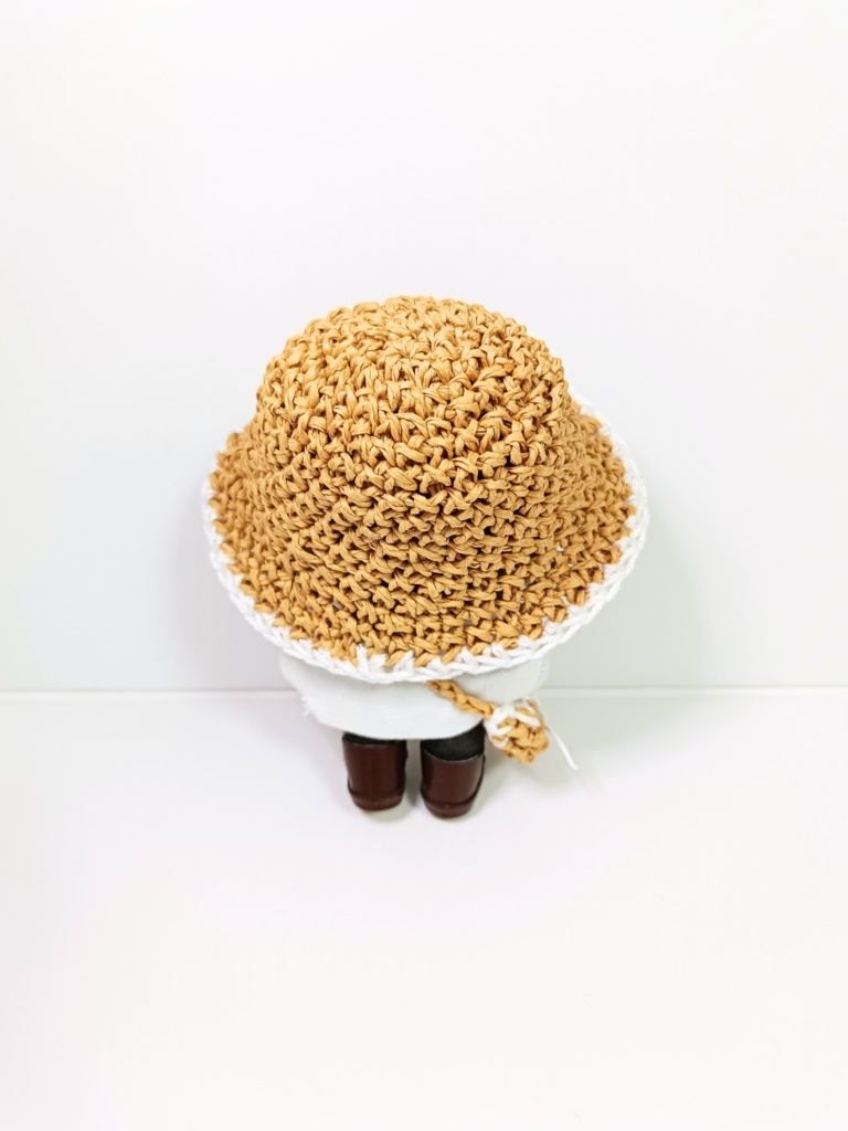 ぬい服10cm 麦わら風お花リボン ハット&バッグセット