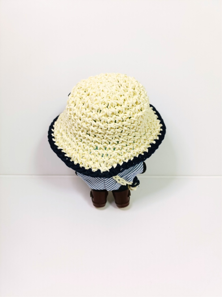 ぬい服10cm 麦わら風お花リボン ハット&バッグセット