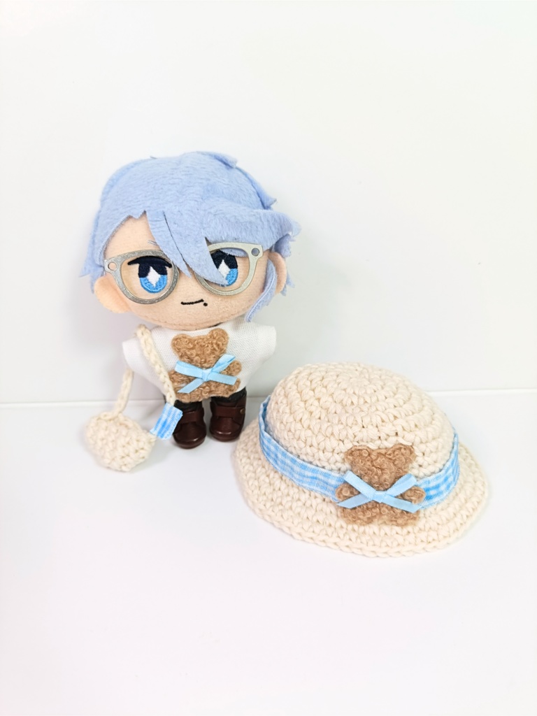 ぬい服10cm ふわふわくまさんセット(ハット&トップス&バッグ)