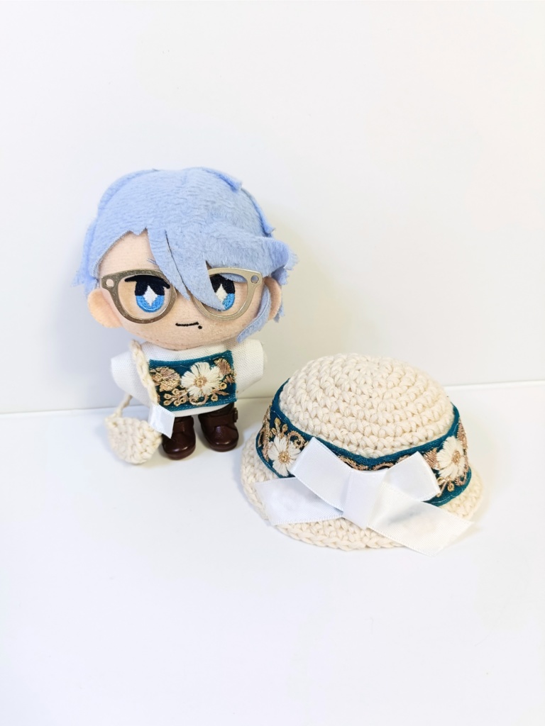 ぬい服10cm インド刺繍ハットセット(ハット&トップス&バッグ)