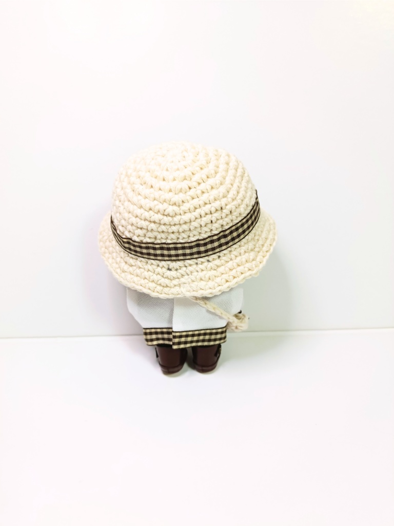 ぬい服10cm ふわふわくまさんセット~check~(ハット&トップス&バッグ)