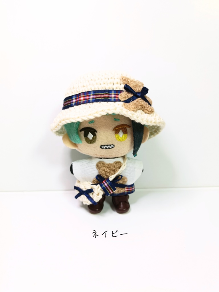 ぬい服10cm ふわふわくまさんセット~check~(ハット&トップス&バッグ)