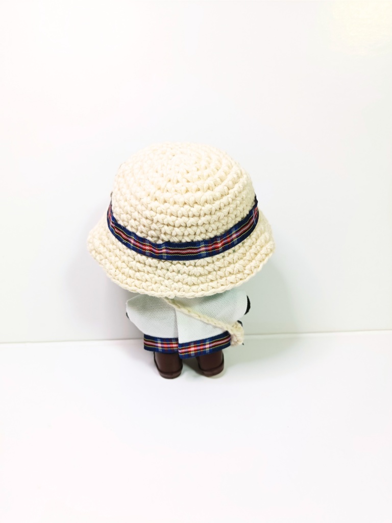 ぬい服10cm ふわふわくまさんセット~check~(ハット&トップス&バッグ)