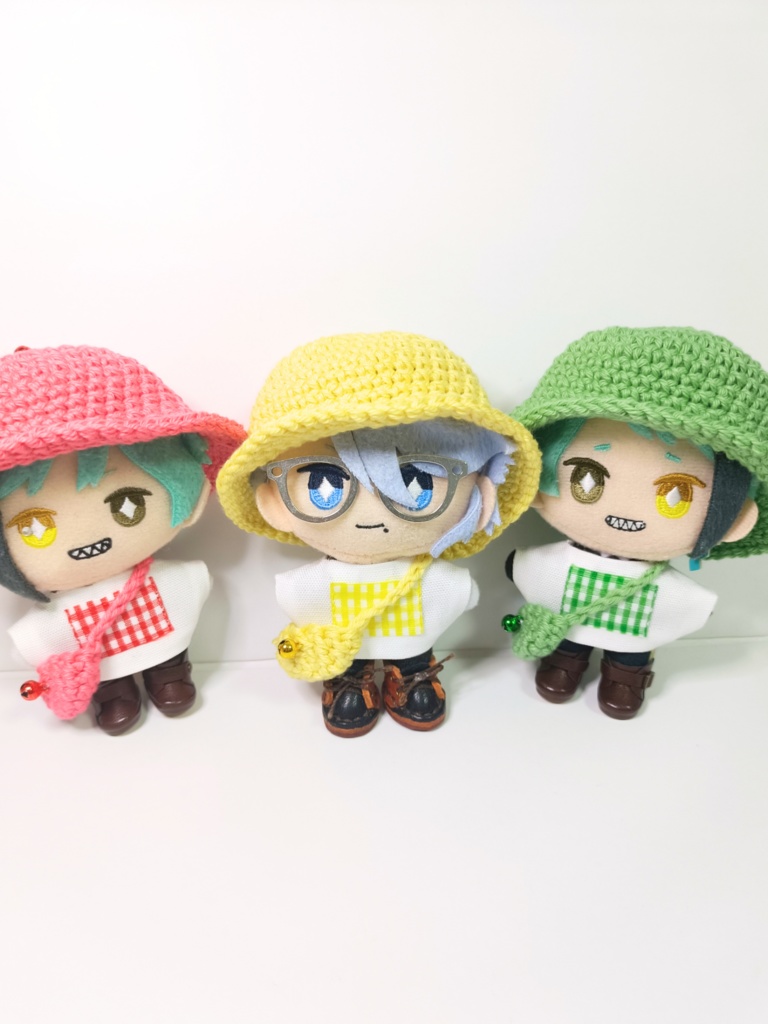 ぬい服10cm ちりりん!カラフル三兄弟セット(ハット&トップス&バッグ)