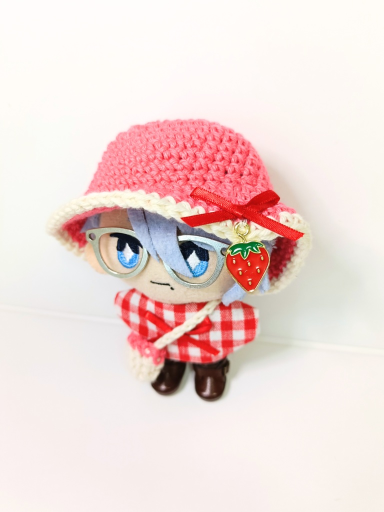 ぬい服10cm 夏のいちごセット(ハット&トップス&バッグ)