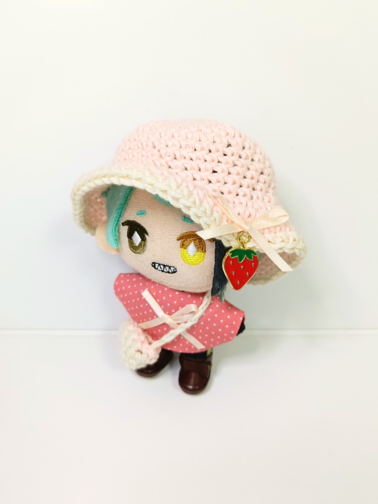 ぬい服10cm 夏のいちごセット(ハット&トップス&バッグ)