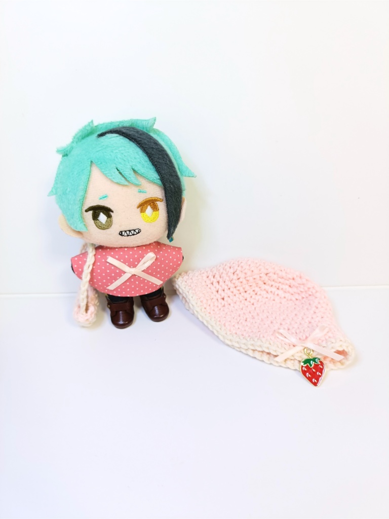 ぬい服10cm 夏のいちごセット(ハット&トップス&バッグ)