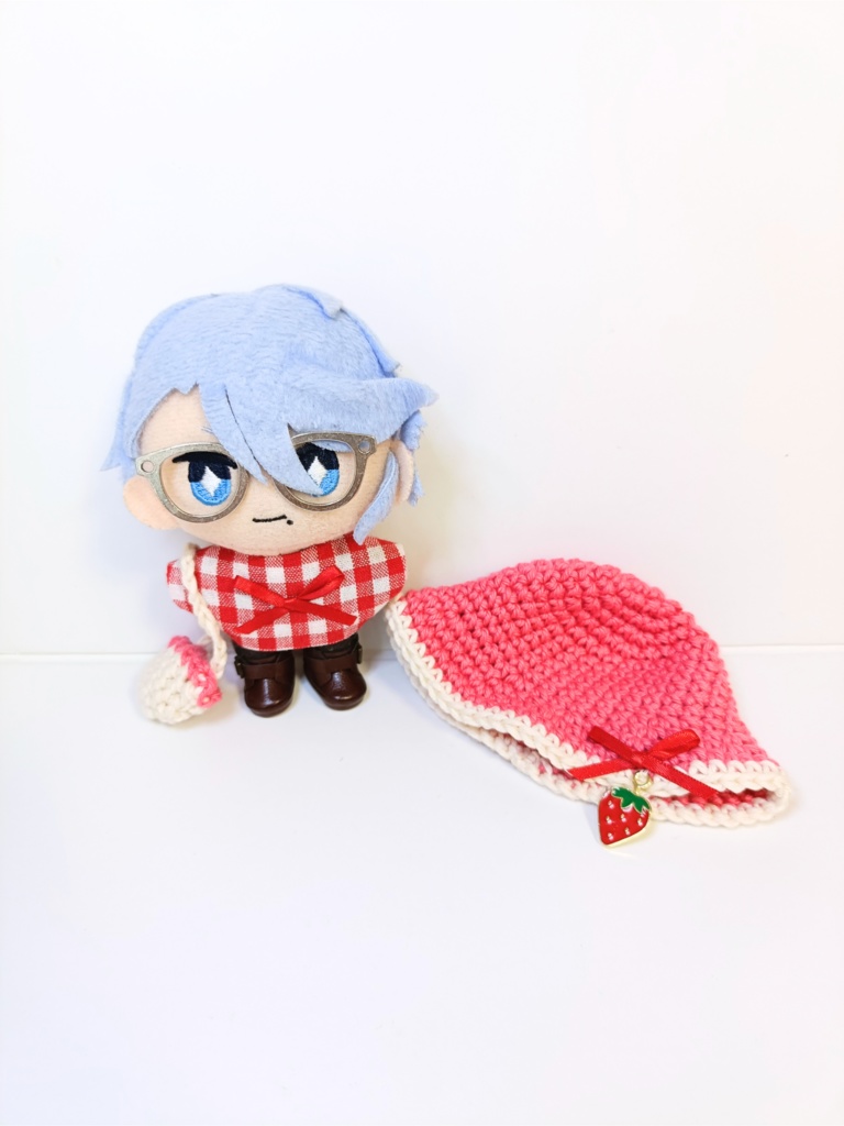 ぬい服10cm 夏のいちごセット(ハット&トップス&バッグ)