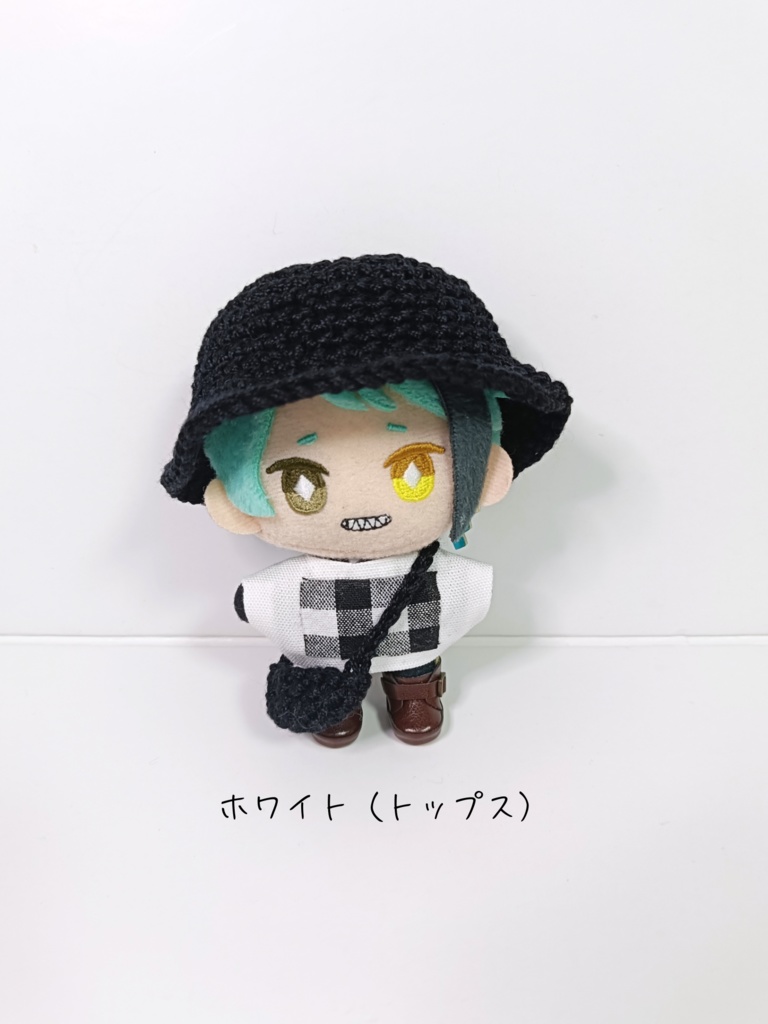 ぬい服10cm シンプルモノクロセット(ハット&トップス&バッグ)