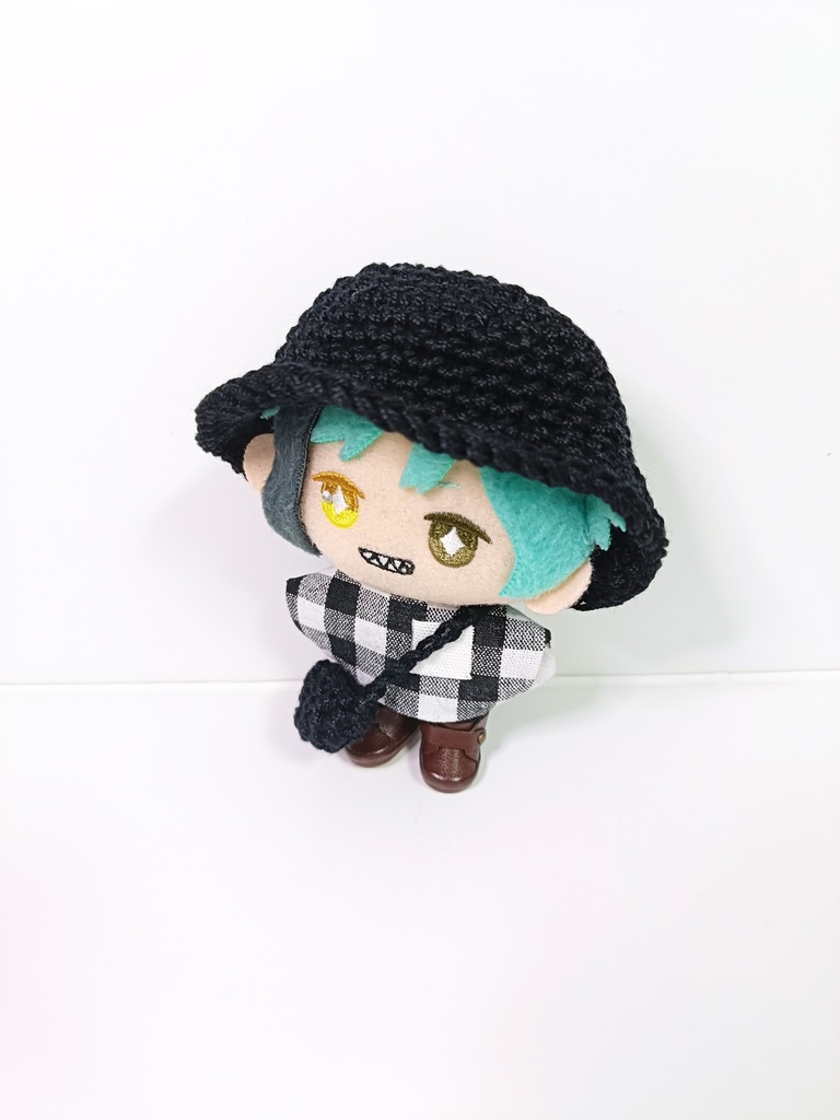ぬい服10cm シンプルモノクロセット(ハット&トップス&バッグ)