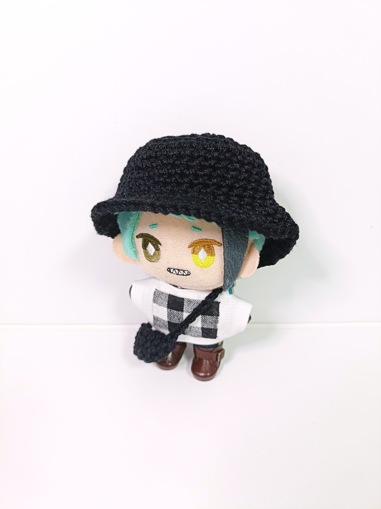 ぬい服10cm シンプルモノクロセット(ハット&トップス&バッグ)