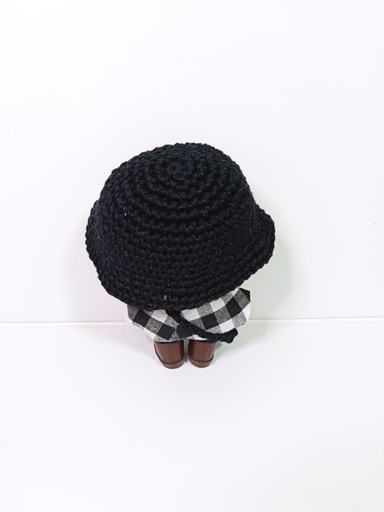 ぬい服10cm シンプルモノクロセット(ハット&トップス&バッグ)