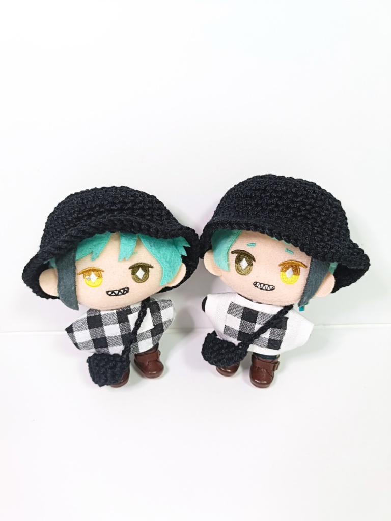 ぬい服10cm シンプルモノクロセット(ハット&トップス&バッグ)