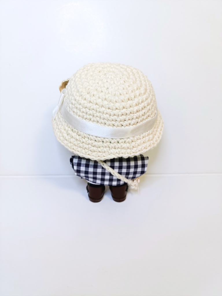 ぬい服10cm ギンガムジャケットセット(ハット&トップス&ジャケット&バッグ)