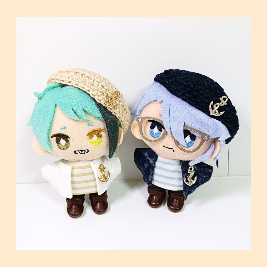 ぬい服10cm ボーダーマリンセット(ベレー&トップス&ジャケット)