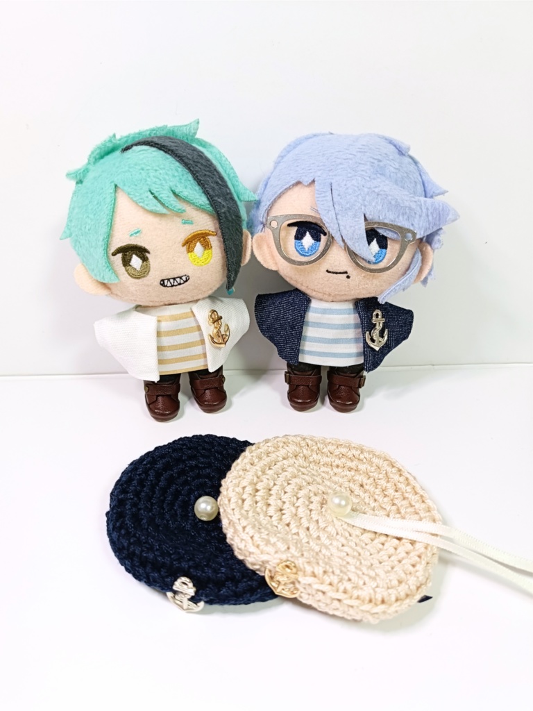 ぬい服10cm ボーダーマリンセット(ベレー&トップス&ジャケット)