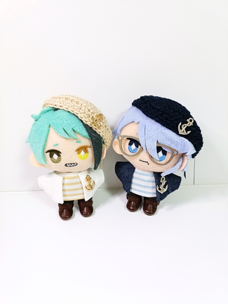 ぬい服10cm ボーダーマリンセット(ベレー&トップス&ジャケット)