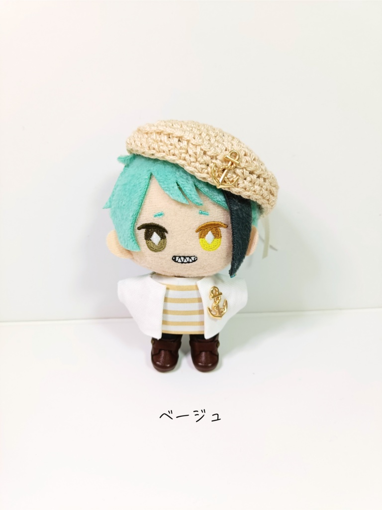 ぬい服10cm ボーダーマリンセット(ベレー&トップス&ジャケット)