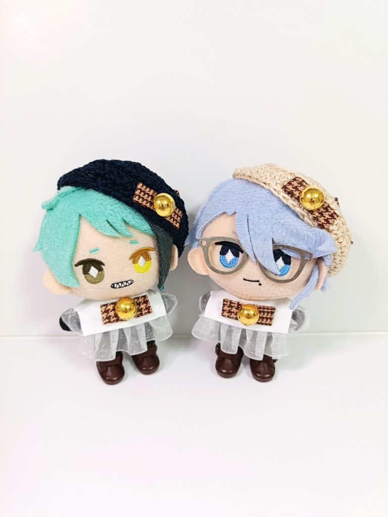 ぬい服10cm 千鳥リボンセット(ベレー&フリルブラウス)