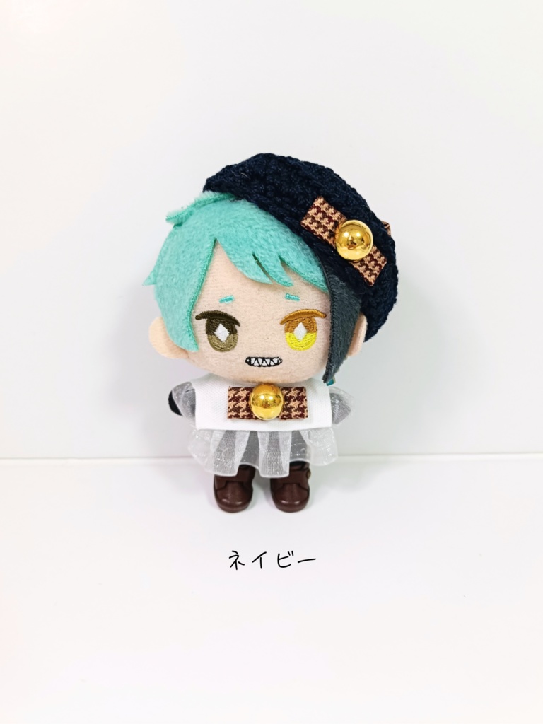 ぬい服10cm 千鳥リボンセット(ベレー&フリルブラウス)