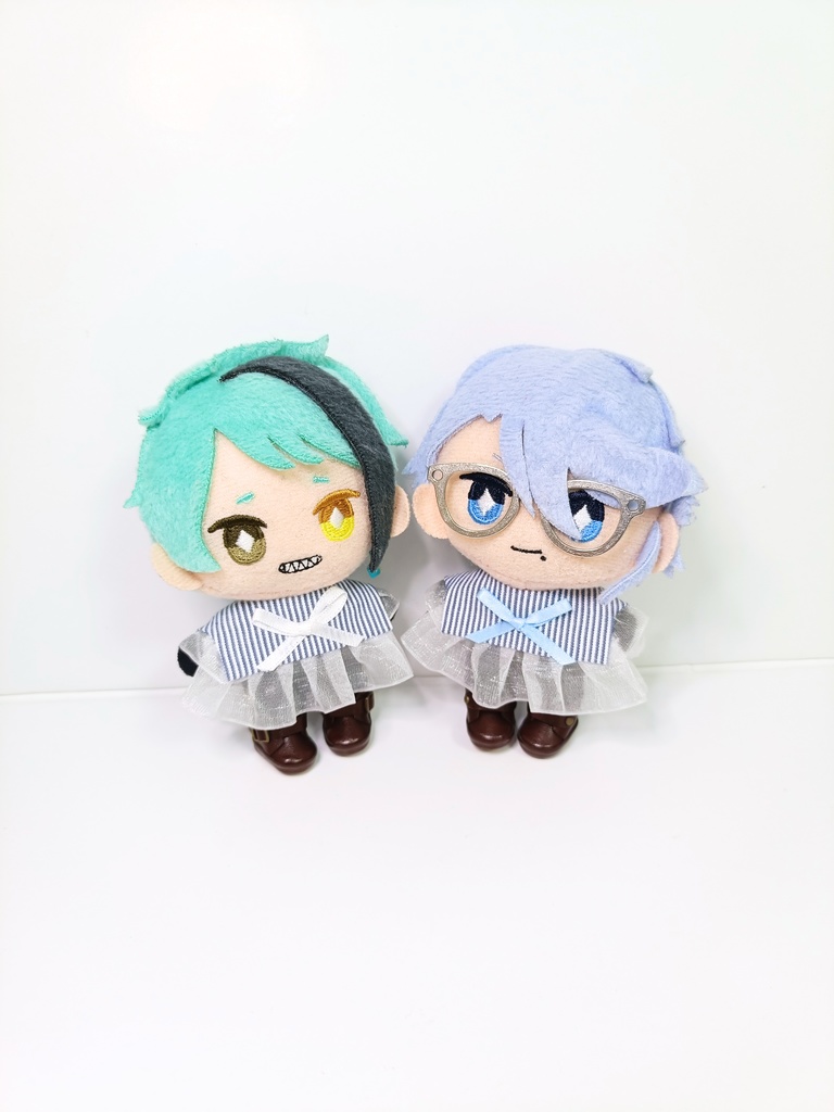 ぬい服10cm ひらひらストライプセット(ハット&フリルブラウス)