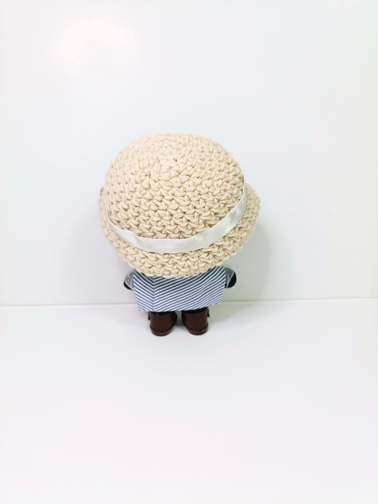 ぬい服10cm ひらひらストライプセット(ハット&フリルブラウス)